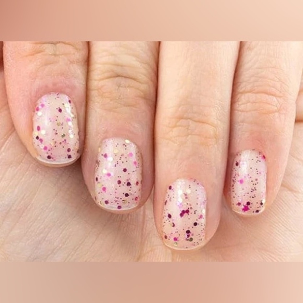 Color Street PINK PEPPERCORN Clear Overlay Pink Glitter Nail Strips Set